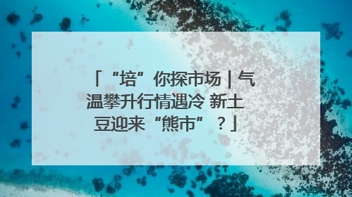 “培”你探市场｜气温攀升行情遇冷 新土豆迎来“熊市”？