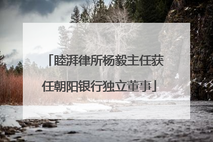 睦湃律所杨毅主任获任朝阳银行独立董事