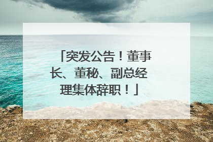 突发公告！董事长、董秘、副总经理集体辞职！