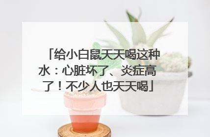 给小白鼠天天喝这种水：心脏坏了、炎症高了！不少人也天天喝