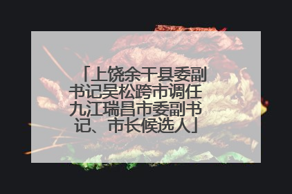 上饶余干县委副书记吴松跨市调任九江瑞昌市委副书记、市长候选人