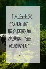 人道主义危机难解 联合国称加沙遭遇“最残酷阶段”