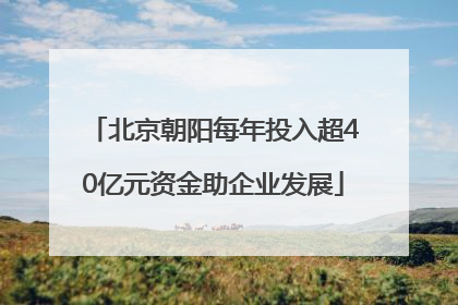 北京朝阳每年投入超40亿元资金助企业发展