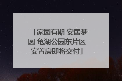 家园有期 安居梦圆 龟湖公园东片区安置房即将交付
