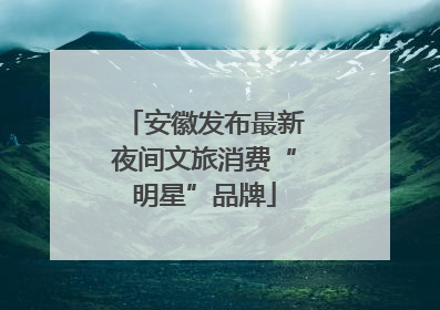 安徽发布最新夜间文旅消费“明星”品牌