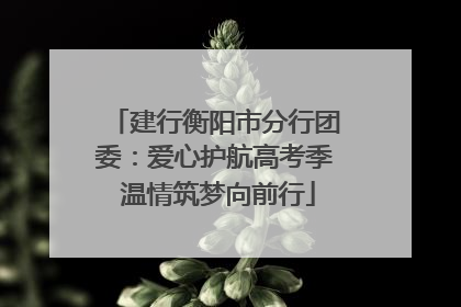 建行衡阳市分行团委：爱心护航高考季 温情筑梦向前行