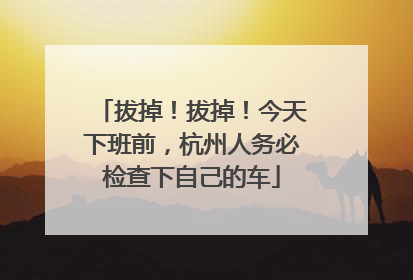 拔掉！拔掉！今天下班前，杭州人务必检查下自己的车