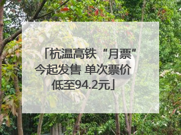 杭温高铁“月票”今起发售 单次票价低至94.2元