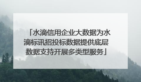水滴信用企业大数据为水滴标讯招投标数据提供底层数据支持开展多类型服务