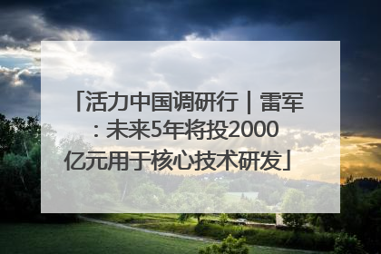 活力中国调研行｜雷军：未来5年将投2000亿元用于核心技术研发