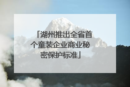 湖州推出全省首个童装企业商业秘密保护标准