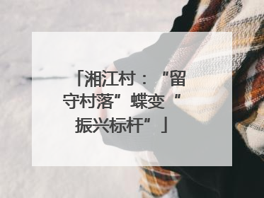 湘江村：“留守村落”蝶变“振兴标杆”