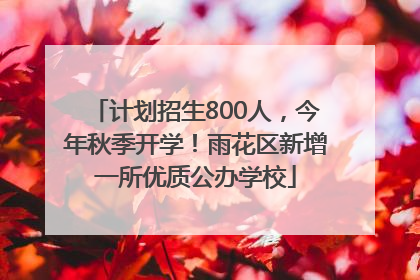 计划招生800人，今年秋季开学！雨花区新增一所优质公办学校