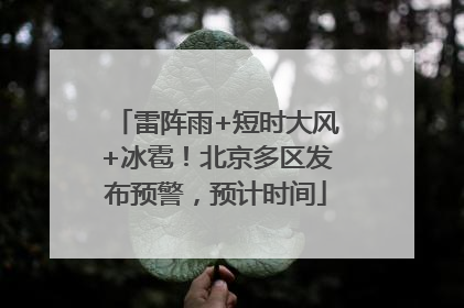 雷阵雨+短时大风+冰雹！北京多区发布预警，预计时间