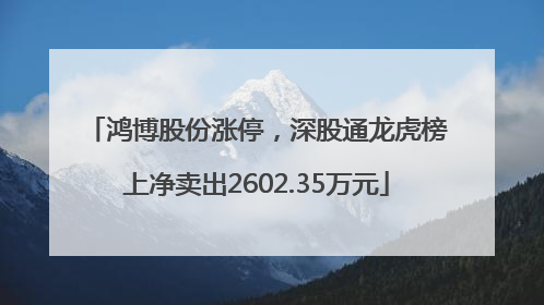 鸿博股份涨停，深股通龙虎榜上净卖出2602.35万元